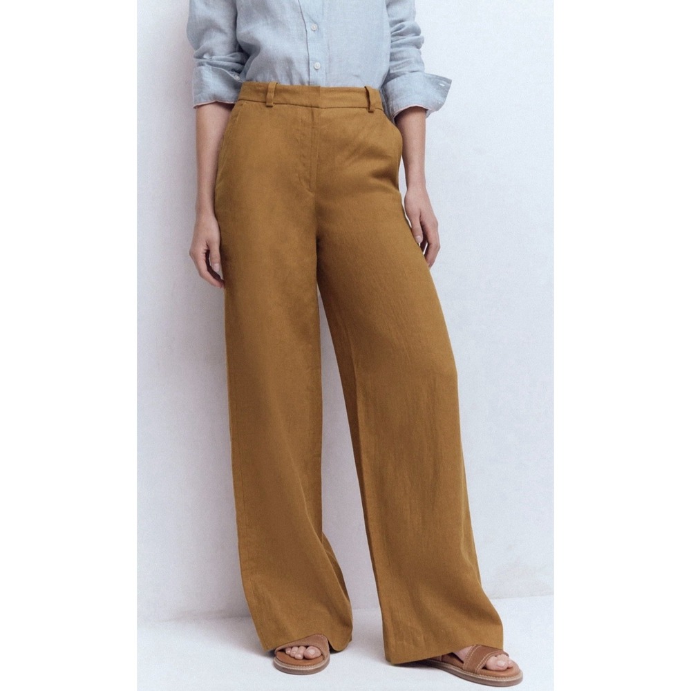 NWT Boden Wide Leg Trousers Pants Sz 2R Camel Khaki Academia Corporate Girlie